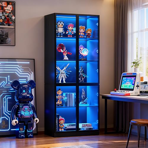 79'' Tall Glass Display Cabinet with LED Lights