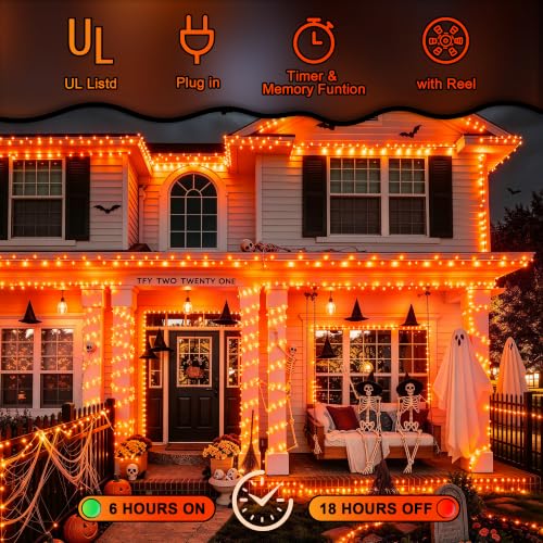 1000 LED Orange Halloween String Lights Outdoor Indoor Plug in (272 Foot)