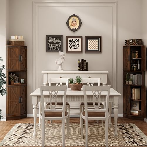64.8" Tall Farmhouse Corner Cabinet with 4 Doors and 5 Storage Shelves
