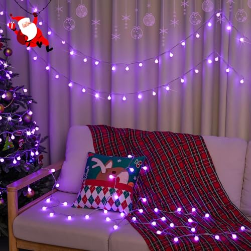 Connectable 100 LED Globe Purple Halloween Lights Indoor 8 Modes