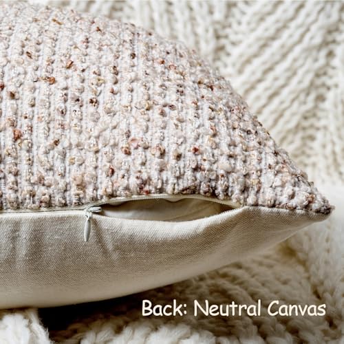 Striped Throw Pillow Covers 12x20 Set of 2 Beige Textured Boucle Chic Morden Boho Accent Farmhouse Rectangular Lumbar Decorative Couch Pillow Covers for Home Decor Bed Sofa Living Room (2 Count)