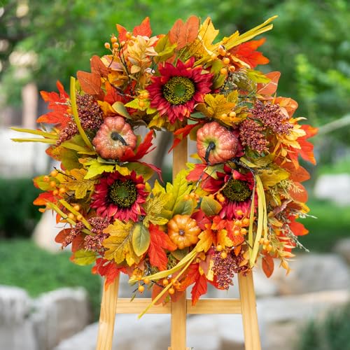 Fall Wreaths for Front Door 24 Inch