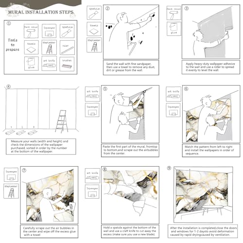 Black and Gold Marble Wallpaper wall murals for Bedroom 182"x120"