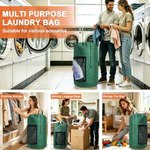 Laundry Bag Backpack Durable Laundry Bag with Shoulder Straps and Mesh Pockets Portable Laundry Hamper Dirty Clothes Bag for College