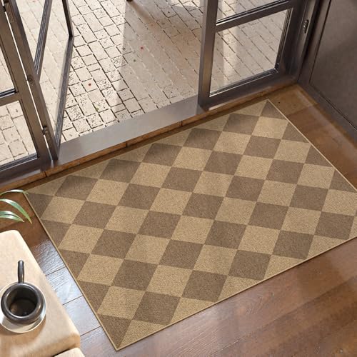 Checkered Easy Jute Front Door Mat