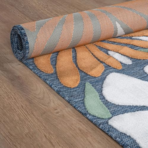 Outdoor Rug 8x10 Modern Floral Tropical Area Rugs for Outdoor and Indoor Patio Easy to Clean Non Shedding Living Room Porch Garden Washable Outside Carpet (80 Sq Ft)