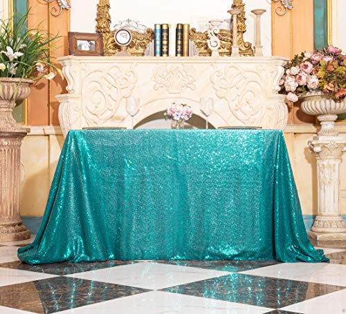 Sequin Tablecloth 60x102 Inch Teal for Wedding Party