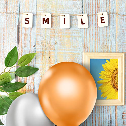 50 Pcs Rectangle Wooden Tags with Holes and 50 Pcs DIY Wood Craft Beads Wooden Blank Hanging Box Tags Ornaments with Ropes Wedding Birthday Party Decoration (102 Count)
