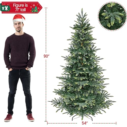 7.5ft Pre lit Aspen Fir Artificial Christmas Tree with 550 Warm White LED Lights Full Prelighted Xmas Tree w
