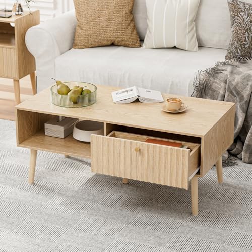 Coffee Table with Fluted Drawer