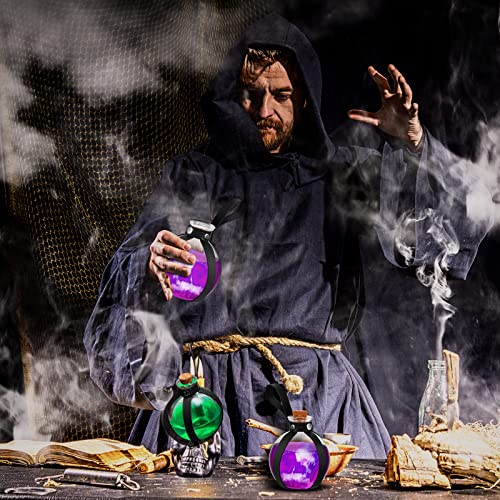 6 Pcs Halloween Glass Potion Bottles with Cork Belt (6 Count)