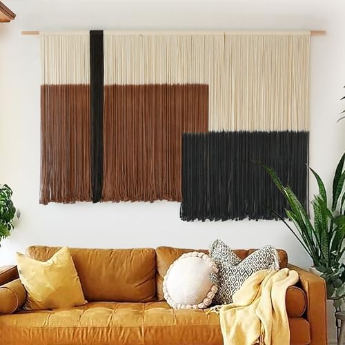 Macrame Wall Hanging Large Dip Dyed Brown Boho Fiber Art Decor 57"W*35"L
