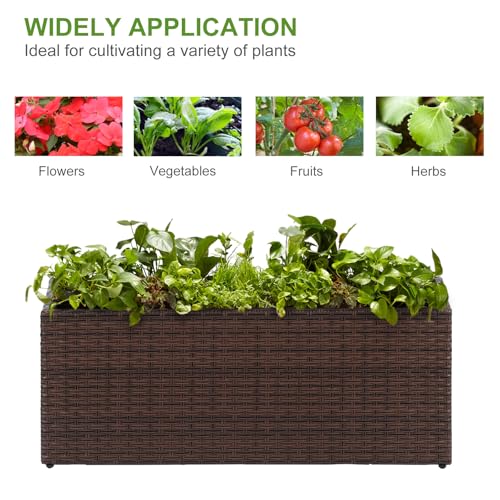 Large Rectangular Block Planter Box Handmade Wicker Tall Planters for Outdoor Plants with Removable Liners Modern Planter for Indoor Outdoor Patio Deck