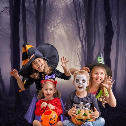 8x6ft Halloween Photo Backdrop Misty Woods Dark Gloomy Forest Witch Wizard Party Background Halloween Night Ghost Photography Backdrops