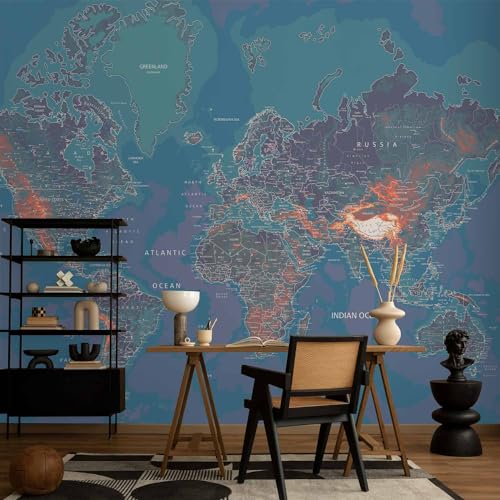 Wall Mural World Map 118x83 in (67.81 Sq Ft)