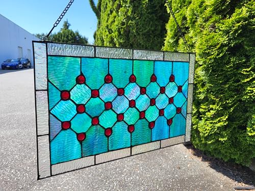 Tiffany Stained Glass 19.25" x 11.75" Window Panel