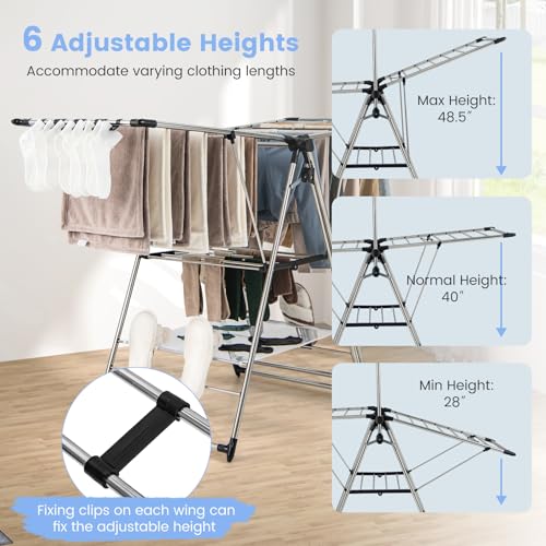 Foldable Clothes Drying Rack with 6