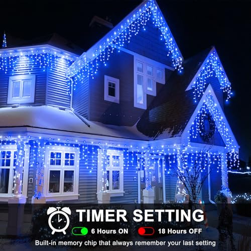 98FT 1216 LED Icicle Lights for Outside