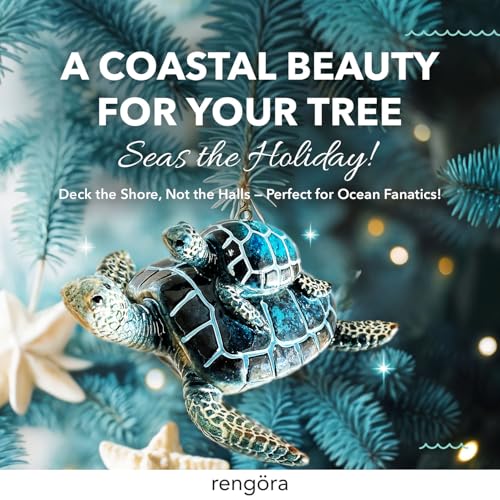 Blue Sea Turtle Mother and Child Christmas Ornament