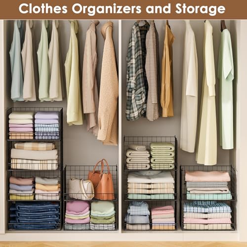4 Tier Stackable Closet Organizers and Storage Shelves