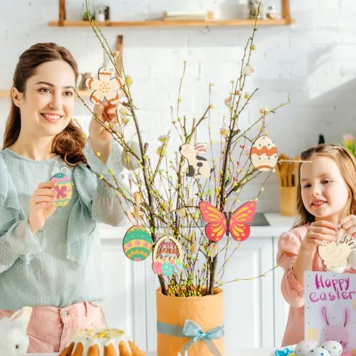 80PCS Wooden Easter Ornaments to Paint (80 Count)