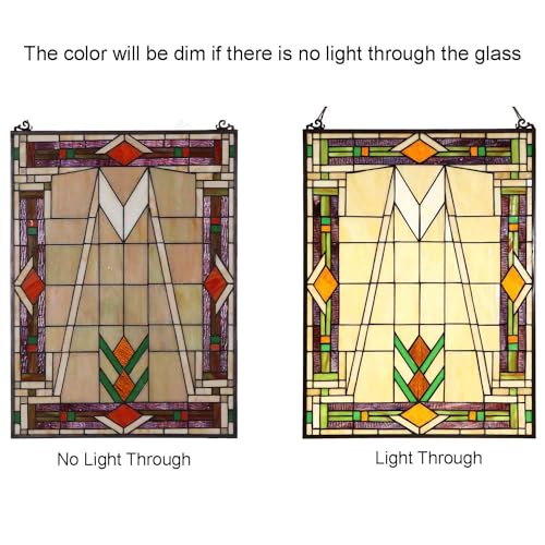 W10029 Mission Tiffany Style Stained Glass Window Panel