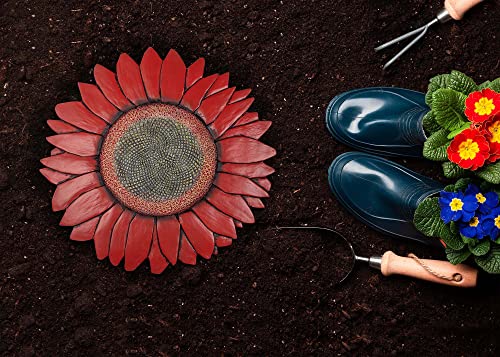 NAT & Jules Sunflower Shaped Dimensional Indoor Outdoor 12 inch Cast Resin Decorative Garden Stepping Stone