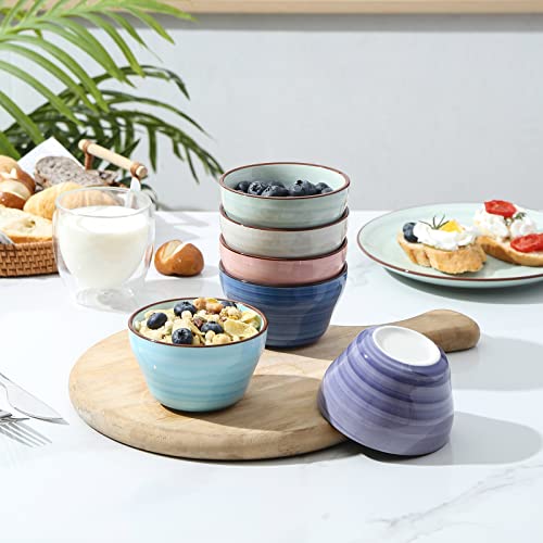 Ceramic 8oz Bouillon Cups 4 Inch Small Dessert Bowls for Soup Dipping Sauce Coffee Cupping (6 Count)