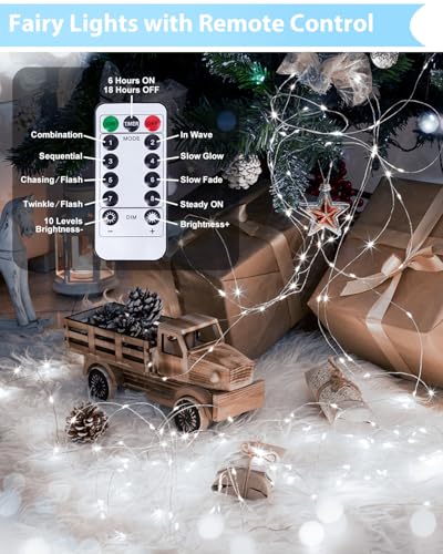 2 Pack 200 LED Fairy Lights Battery Operated with Remote