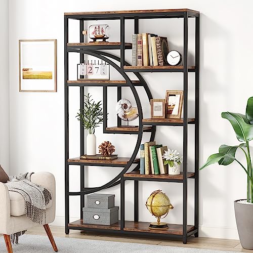 Industrial Bookshelf Bookcase with 9 Open Shelf