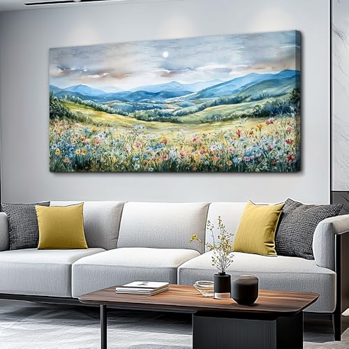 Large Wall Art For Living Room Canvas Wall Decor For Bedroom Field Scenery Watercolour Wall Painting Office Decor Stretched And Framed Pictures Printing Artwork Home Decor Mural 20x40 In
