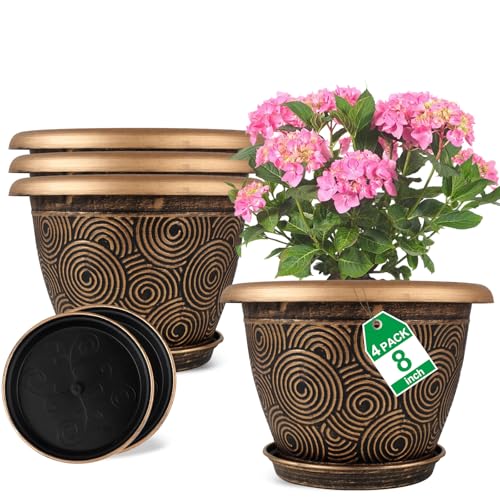8 Inch Flower Pots Planters for Indoor Outdoor Plants