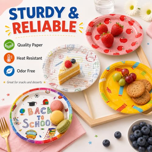 48PCS Back to School 7inch Paper Plates Disposable Party Supplies Tableware (48 Count)