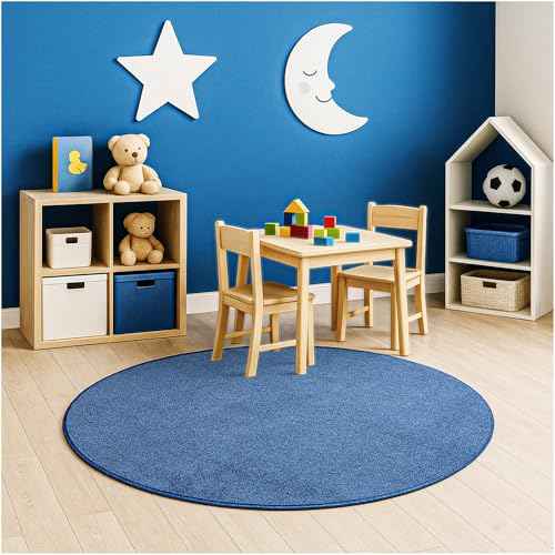 Soft & Colorful 9' Round Kids Classroom Area Rug