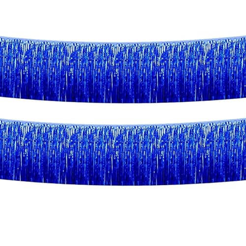 Blue Foil Fringe Garland 10FT 2packs for Parade Float Decorations (20 Foot)