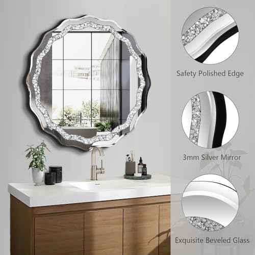 31.5x31.5 Inch Frameless Round Wall Mirror for Bathroom Sink