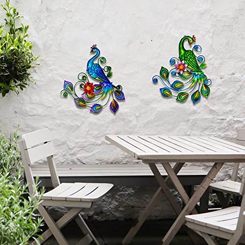 Metal Peacock Wall Art Decor (2 Count)