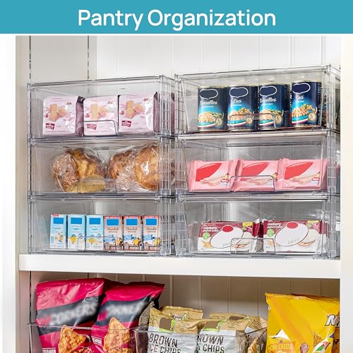 6 Pack Large Clear Stackable Storage Drawers for Closet (6 Count)