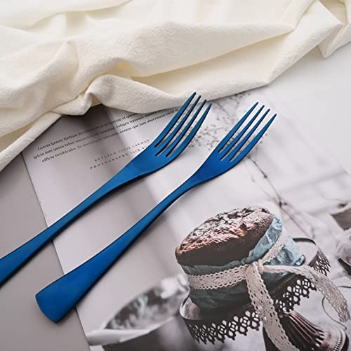 Luxury 18 10 Stainless Steel Matte Blue Flatware Set