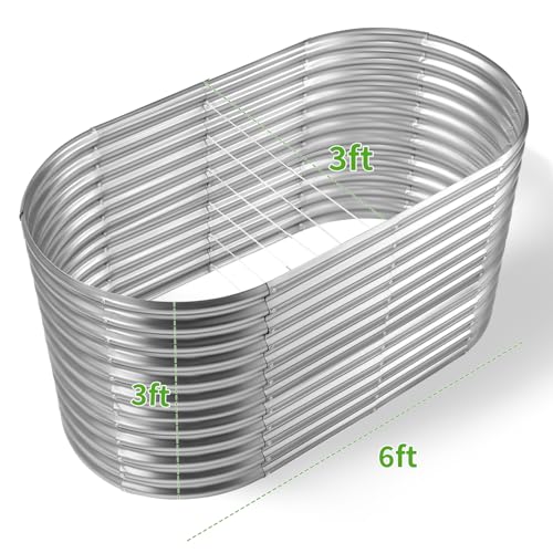 6x3x3ft Oval Galvanized Raised Garden Beds