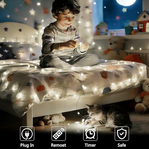 2 Pack Fairy String Lights Plug in 33Ft 100 LED (200 Count)