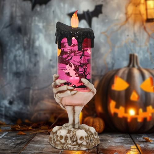 Ghost Snow Globe Flameless Candle Battery Operated with Timer