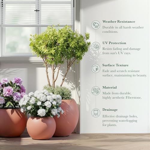 Premium Mt Sherman Fiberstone Sphere Planter for Indoor Outdoor Use