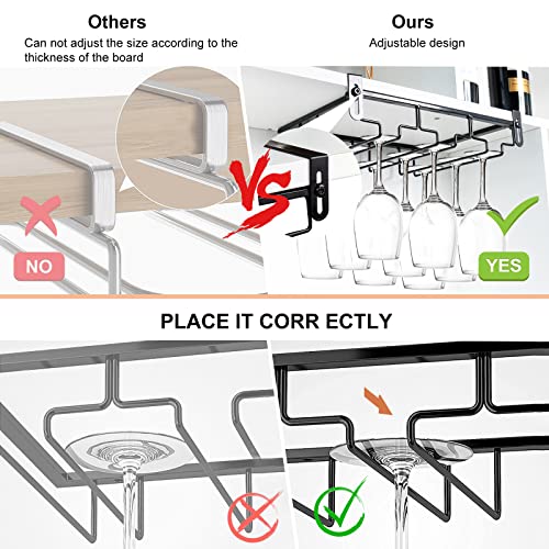 2Pcs Adjustable Wine Glass Rack Under Cabinet