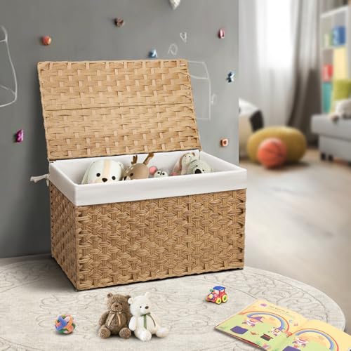 Large Wicker Storage Basket with Lid