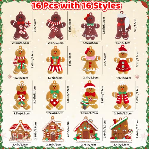 Gingerbread Man & House Ornaments for Christmas Tree Decorations (12 Count)