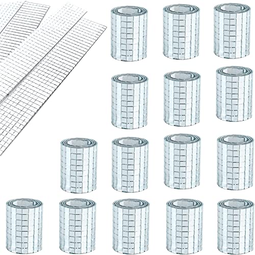 Real Glass Silver Mirrors Mosaic Tiles Sticker for Craft Square Glass Tiles Self Adhesive (7150 Count)