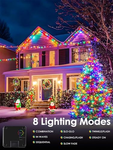 Solar Christmas Lights Outdoor 6 Pack 198FT 600LED String Lights Multicolor (6 Count)