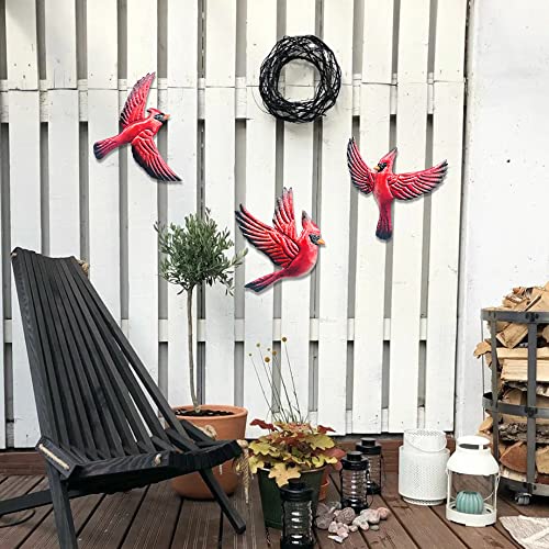 Red Bird Cardinal Wall Art Decor (3 Count)