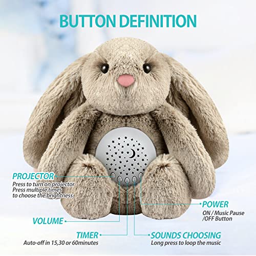 Baby Sleep Soother Bedtime Bunny with Starry Projector Night Light